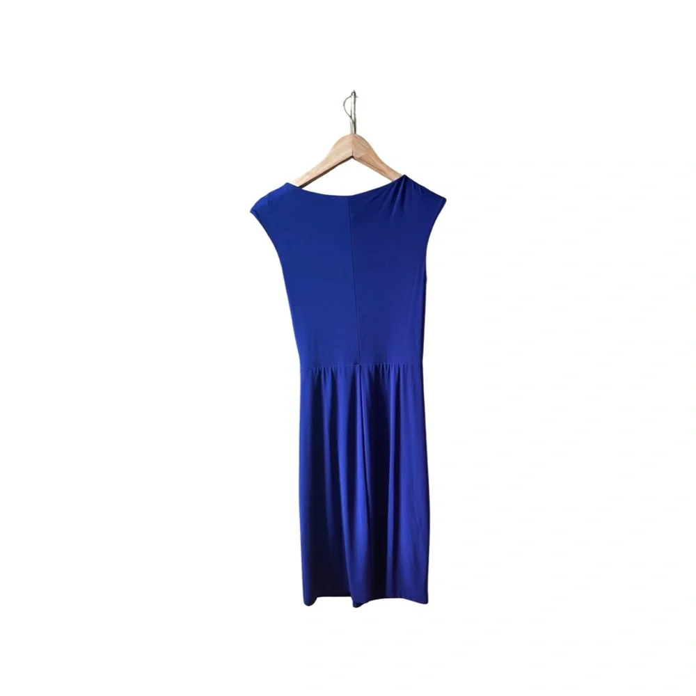 Ralph Lauren Blue Purple Twist Front Cap Sleeve Knee Length Dress - Picture 3 of 11